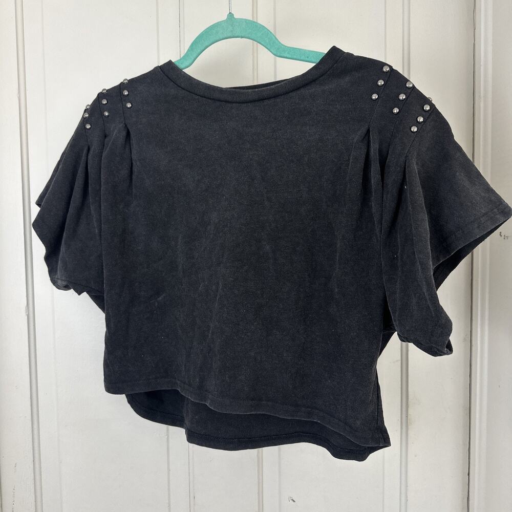 Blu B Black studded cropped shirt women large whimsigoth